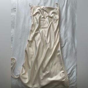 White Cowl Neck Midi Dress